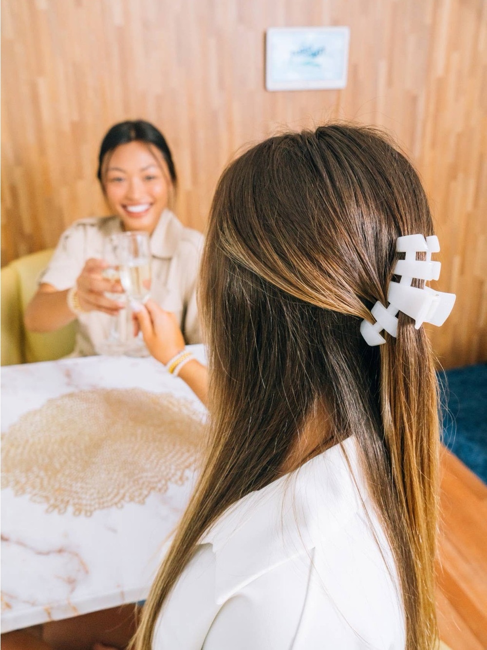TELETIES - Classic Hair Clip | Medium | Coconut White